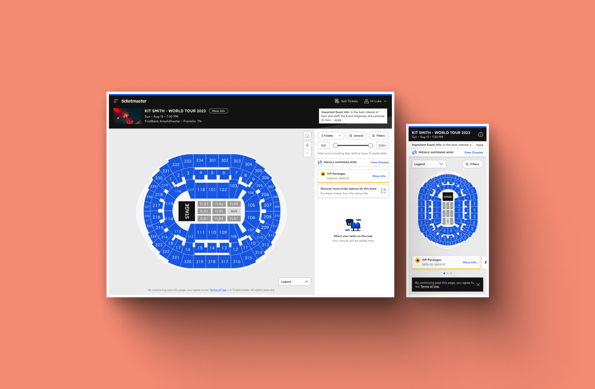After: redesigned Events Detail Page for desktop and mobile